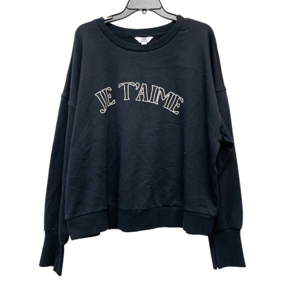JoyLab Women's Oversized Boxy Sweatshirt Je TAime Black Graphic Size XL - Picture 2 of 6